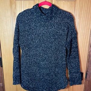 Eddie Bauer Mock Neck Sweater Marled Black and Gray